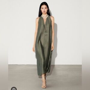 Massimo Dutti Deep Green A-Line Dress